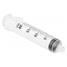 20 ml medical syringe with clear barrel and black measurement markings