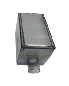 Clear rectangular medical device filter with plastic nozzle attachment