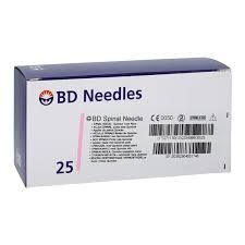 Box of BD sterile needles, 25 count, for medical and home care use