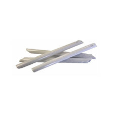 Four white plastic medical splints on a white background, home care medical supplies