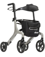 Lightweight rollator walker with armrest support, storage bag, large wheels