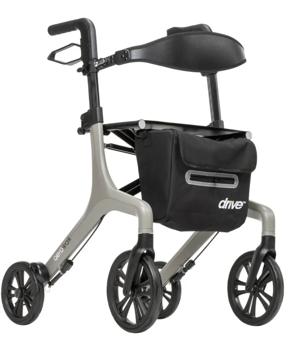 Lightweight rollator walker with armrest support, storage bag, large wheels