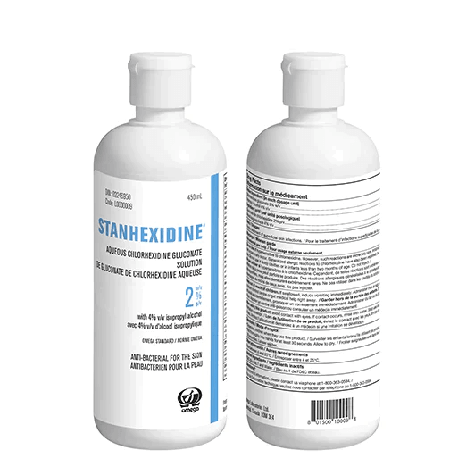 Omega Stanhexidine Antiseptic Solution - Chlorhexidine Gluconate 2% & Isopropyl Alcohol 4% - 450mL
