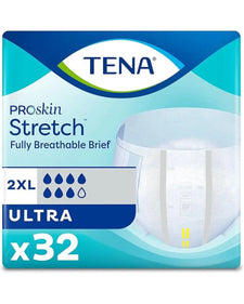TENA ProSkin Stretch Ultra 2XL fully breathable briefs, pack of 32 for incontinence care