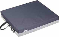 Black and grey wheelchair cushion with carry handle for home care and medical support