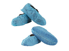 Disposable blue non-slip shoe covers for medical or home care use