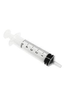 5ml plastic medical syringe with clear barrel and black measurement markings