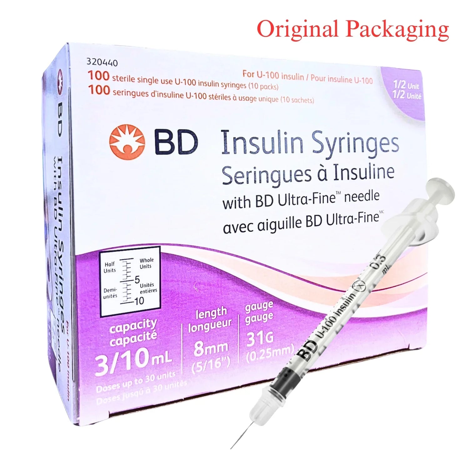 Seringues à insuline ultra-fines Embecta 0,3 ml | 31 g x 8 mm | 320440