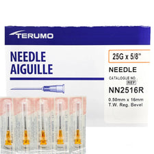 Terumo hypodermic needles 25G x 5/8 inch, sterile medical syringe needles, pack of 5