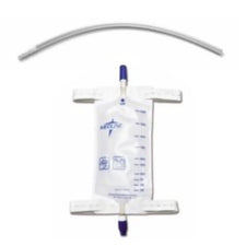 Medical leg drainage bag with graduated markings and attached clear tubing