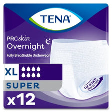 TENA ProSkin Overnight XL super absorbency adult underwear pack of 12 breathable incontinence briefs