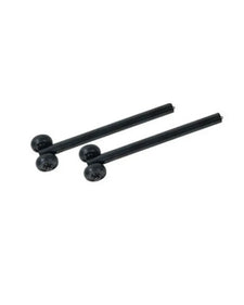 Pair of black wheelchair anti-tip bars with wheels on white background