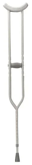 Adjustable aluminum crutch with padded underarm support and hand grip for mobility aid