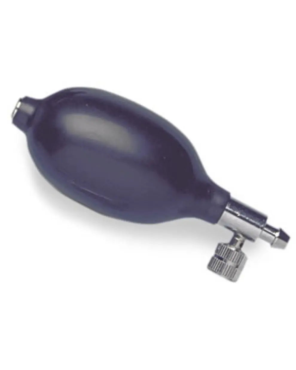 Black rubber inflation bulb for medical sphygmomanometer on white background