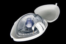CPR face shield mask with one-way valve in white plastic case for emergency medical use