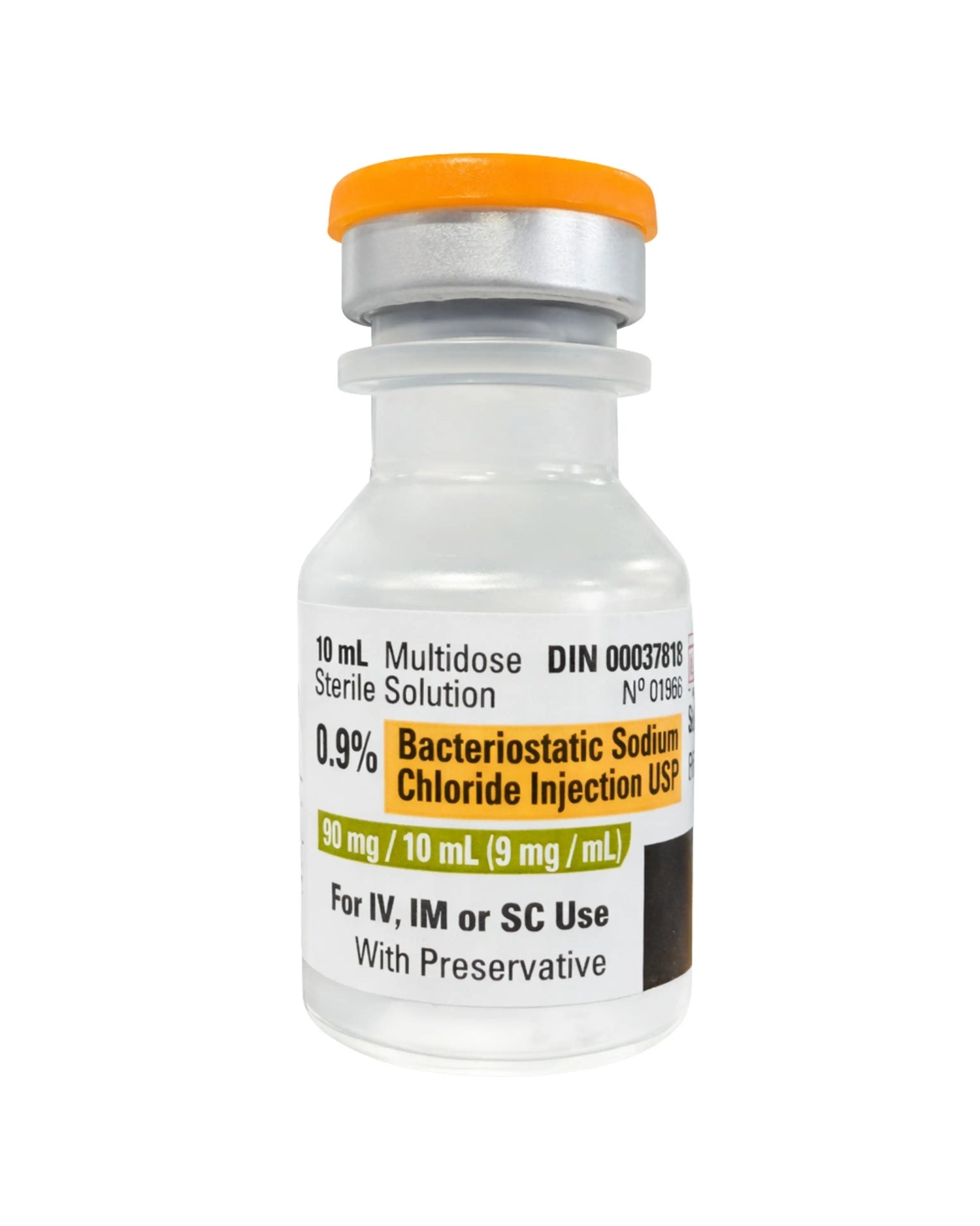 Pfizer 0.9% Bacteriostatic Sodium Chloride Injection 10mL DIN 00037818 Available 08/2026