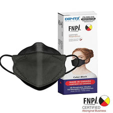 Black FN-N95-510 respirator mask with earloops and retail box, made in Canada, 10 pack