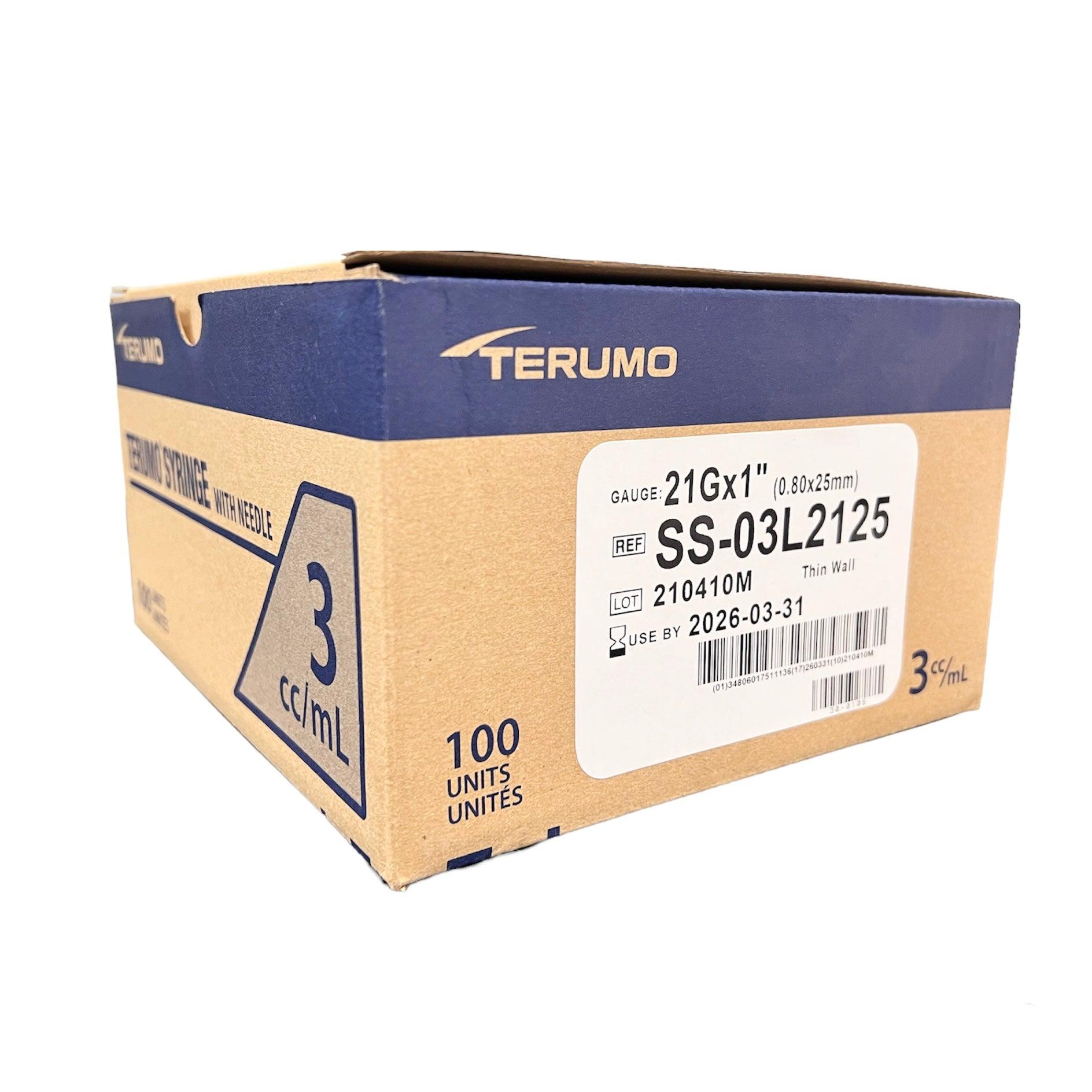 3mL | 21G x 1" - Terumo SS-03L2125 Syringe & Needle Combination | 100 per Box