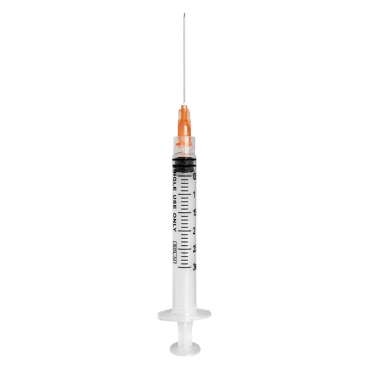 3mL | 25G x 1" | Sol-M 1832510 Luer Lock Syringe with Exchangeable Needle (100pcs)