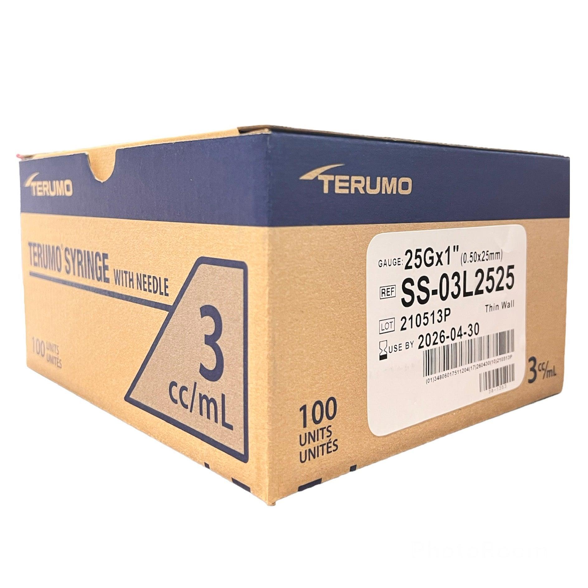 3mL | 25G x 1" - Terumo SS-03L2525 Syringe & Needle Combination | 100 per Box