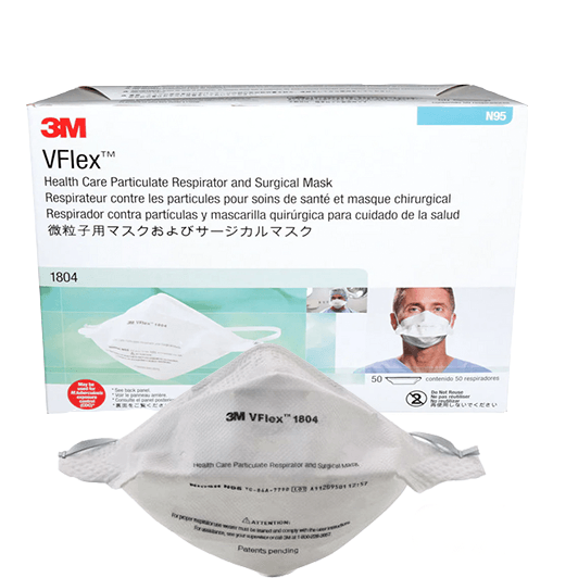 3M™ VFlex™ Healthcare Particulate Respirator and Surgical Mask, 1804, N95 - (50 Pcs)