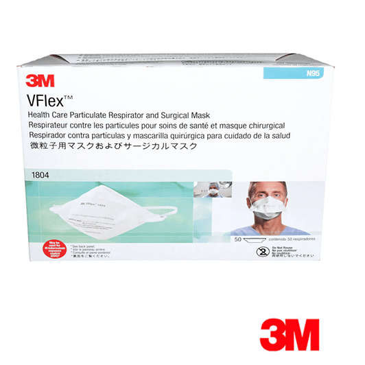 3M™ VFlex™ Healthcare Particulate Respirator and Surgical Mask, 1804, N95 - (50 Pcs)