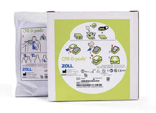 CPR-D-padz electrode pads for AED, instructions and packaging, Zoll medical supply