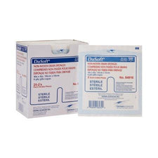 DuSoft non-woven sterile drain sponges for wound care, box and individual packaging