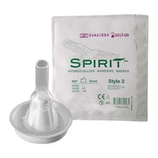Hydrocolloid adhesive sheath medical device with Spirit packaging, Style 3, 32mm size