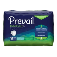 Prevail Daily Briefs adult diapers package, 16 count, incontinence supplies