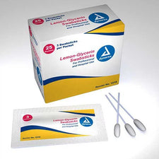 Dynarex lemon-glycerin swabsticks medical supplies box with individual packet and swabs
