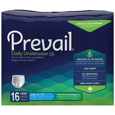 Prevail Daily Underwear large 16 count pack, adult incontinence absorbent underwear