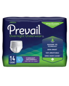 Prevail unisex overnight underwear large, 14 count, incontinence absorbent briefs