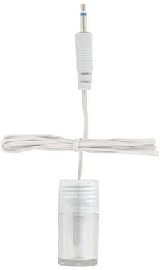 Clear cylindrical oxygen humidifier bottle with attached white tubing and connector