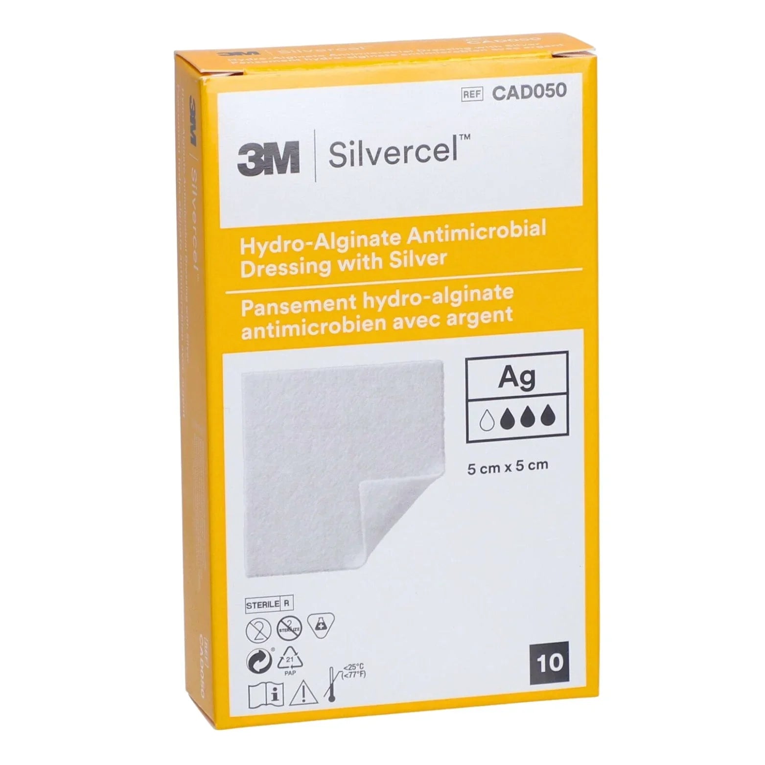 3M Silvercel Hydro-Alginate Antimicrobial Dressing with Silver 5cm x 5cm | 10/box | CAD050