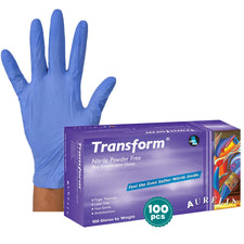 Blue nitrile powder-free exam glove with box, 100 count, latex-free medical supplies