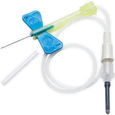 Butterfly winged infusion set with needle and tubing for medical or IV use