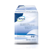 TENA dry washcloths multipurpose disposable wipes, 50 count package, embossed material