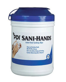 PDI Sani-Hands instant hand sanitizing wipes large container with blue lid