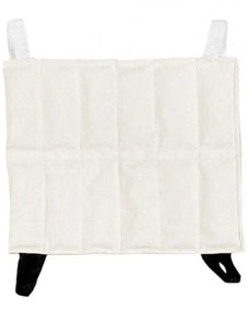Rectangular medical hot pack with segmented design and fabric straps for therapy use