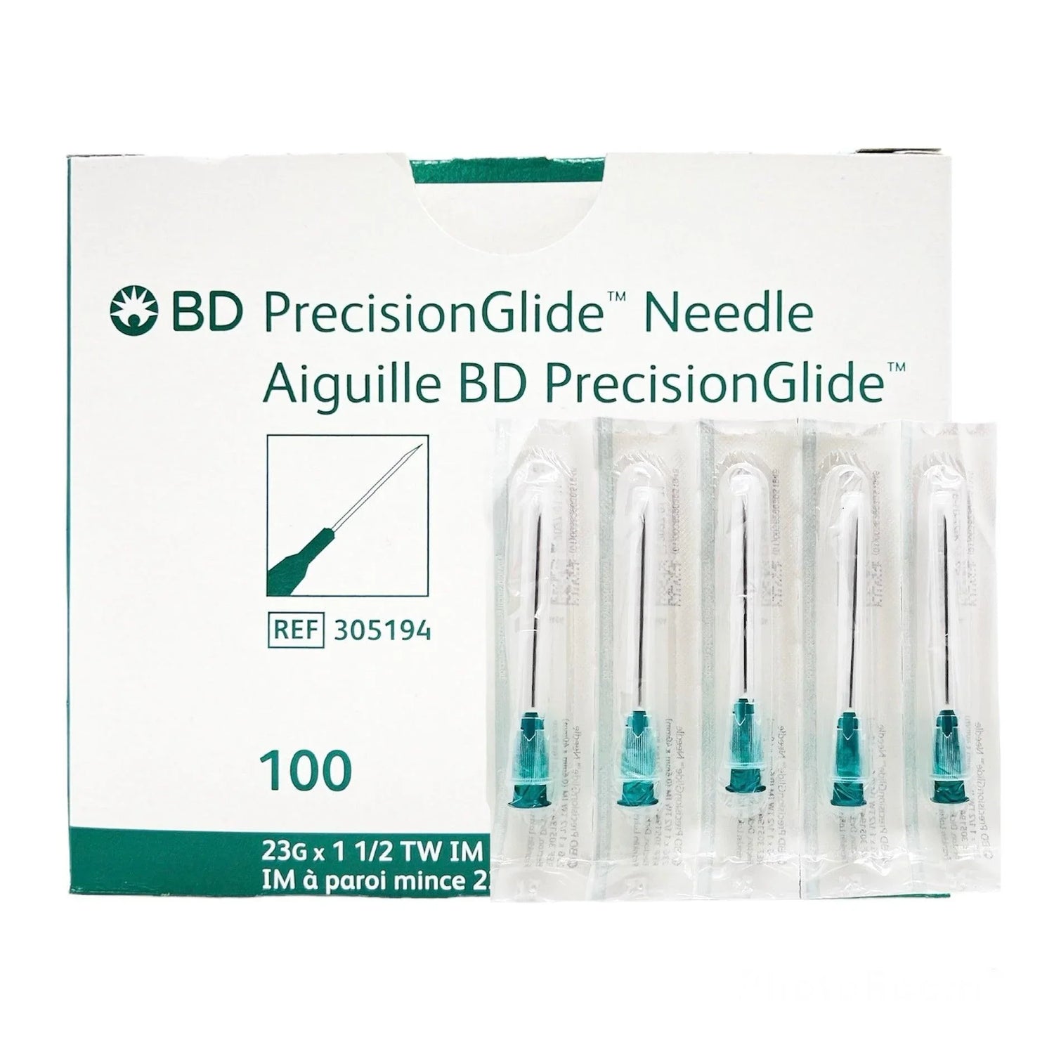 bd-hypodermic-needle-precision-glide-23g-x-1-1-2-tw-im-100pcs-box