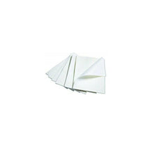 Sterile medical gauze pads stacked on white background, hospital wound care supplies