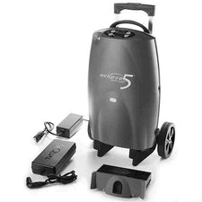 Portable oxygen concentrator with wheels, charger, and accessories for home respiratory care