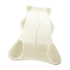 Non-slip beige bath mat with textured surface for safety and home care support