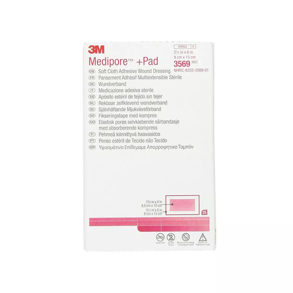 3M Medipore + Pad | 3 1/2" x 6" | 25/Box | 3569 