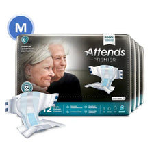 Attends Premier medium overnight adult diapers, package with elderly couple, home care supplies