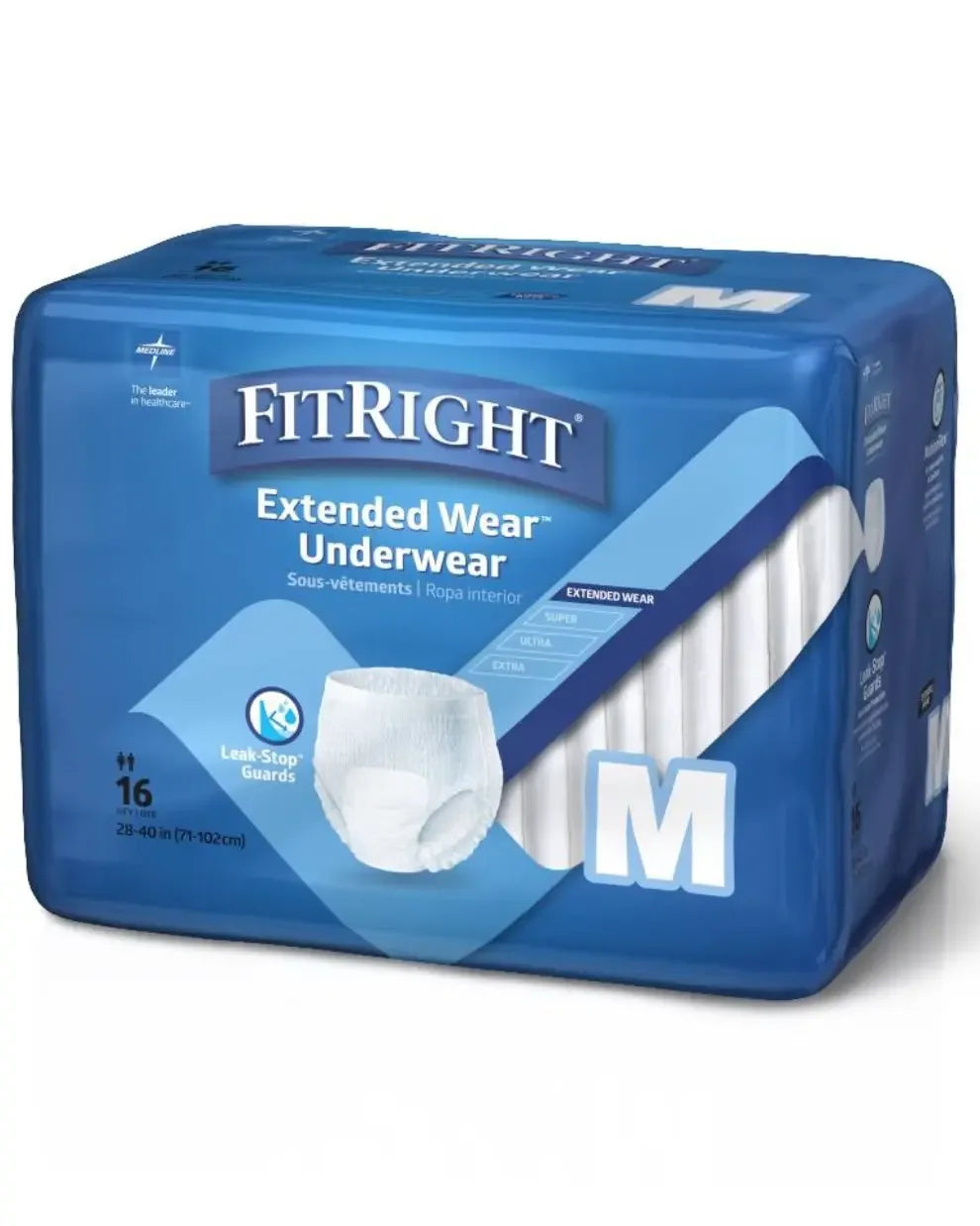 FitRight Extended Wear Underwear medium pack, adult incontinence briefs, 16 count