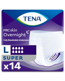 TENA ProSkin Overnight large adult diapers, super absorbent, pack of 14, breathable underwear.