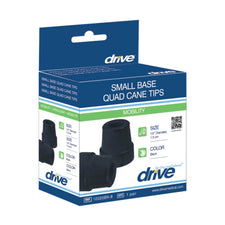 Box of small base quad cane tips, black, 1/2-inch diameter, for mobility aids
