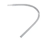 Plastic medical suction catheter tube for respiratory or home care uses on white background